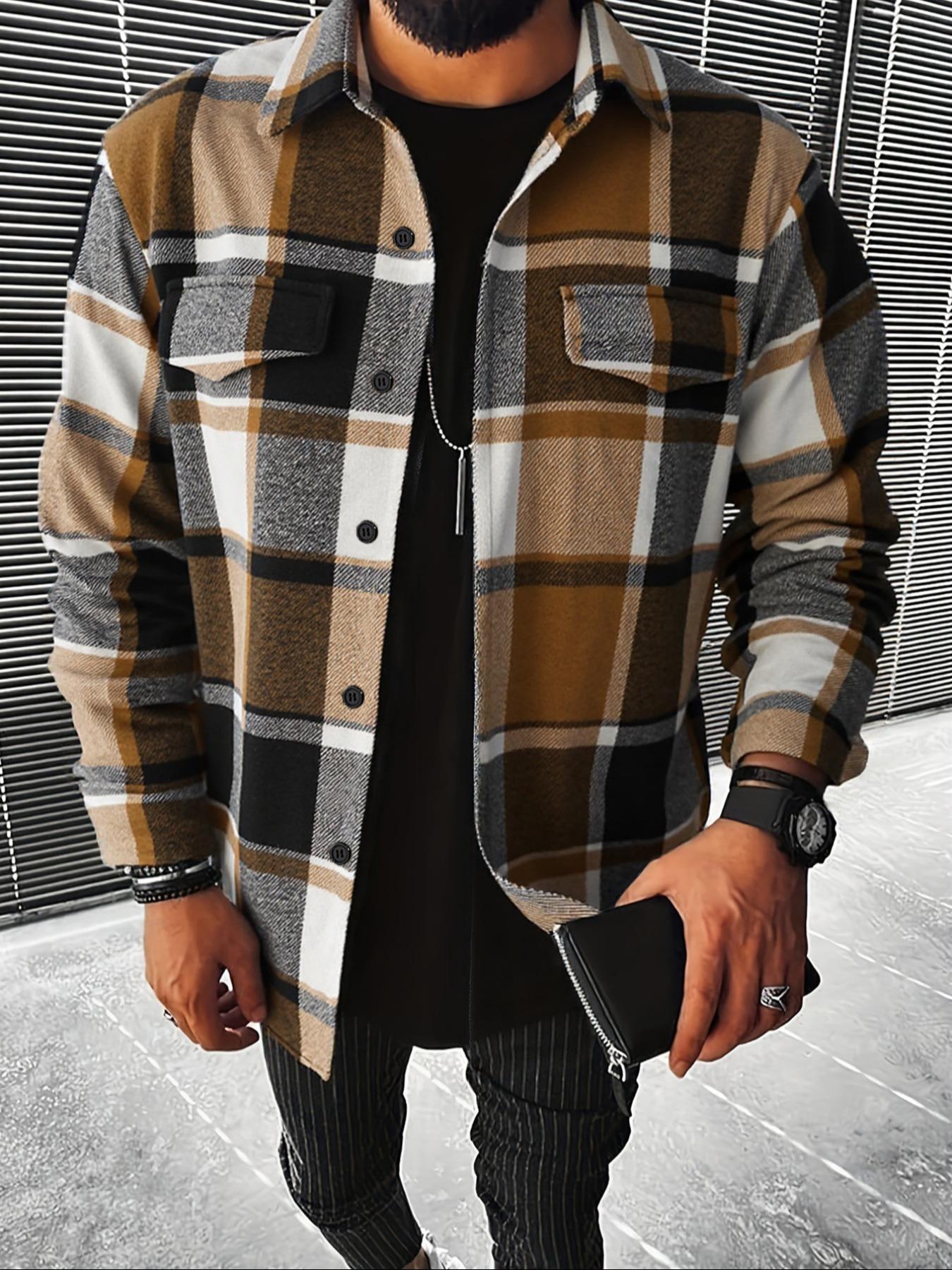 Flannel Shirt Lined - Kemeja Kotak-kotak Retro Pria Kasual Elegan