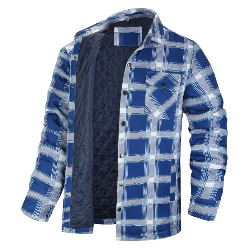 Jaket kotak-kotak katun pria,  - Flannel Shirt Lined ulasan dan harga