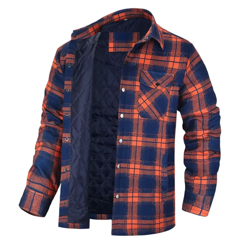 Jaket kotak-kotak katun pria,  - Flannel Shirt Lined ulasan dan harga