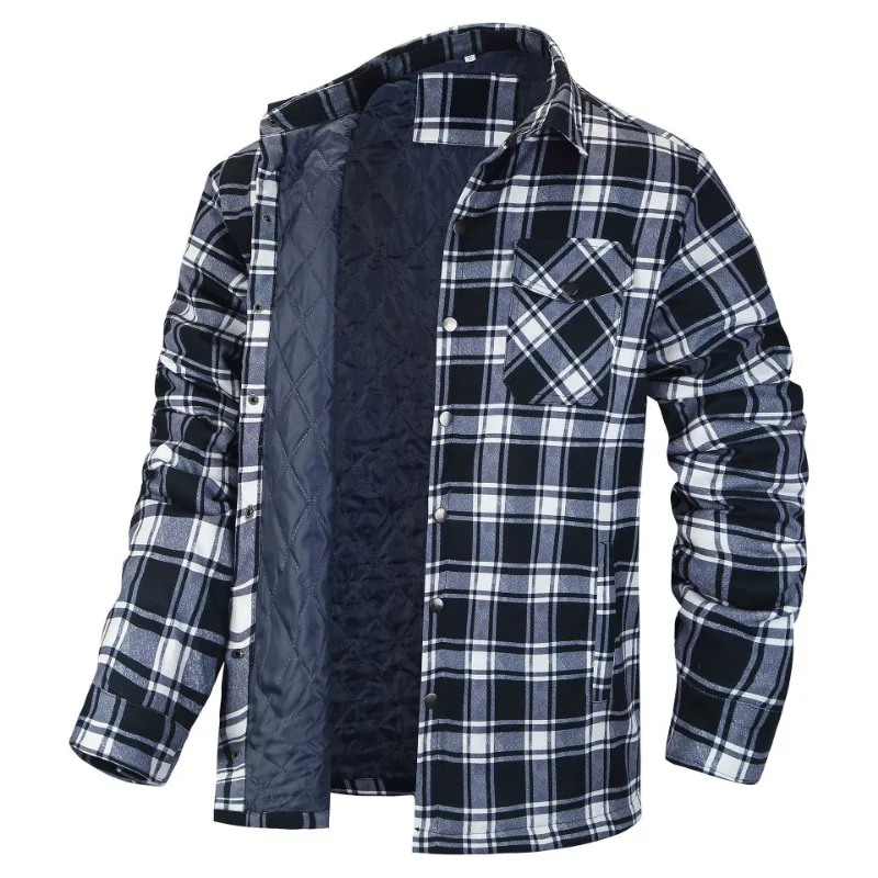 Jaket kotak-kotak katun pria,  - Flannel Shirt Lined ulasan dan harga