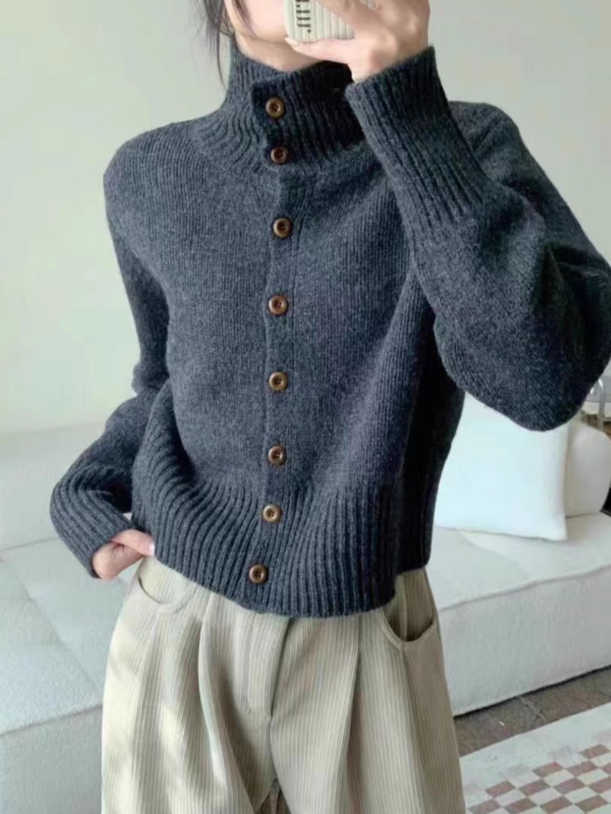 Kardigan rajut wanita, turtlen - Wool Coat Peacoat ulasan dan harga